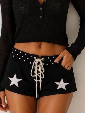 Black Star Lace-Up Women’s Shorts